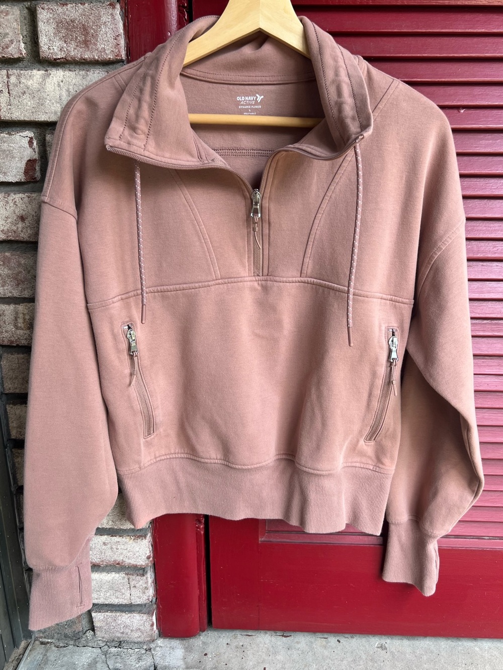 Old Navy Activewear Dynamic Fleece Rose Dust Half-Zip Pullover Sweatshirt Large - Picture 8 of 10